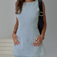 Ainsleigh Shift Denim Playsuit Light Wash
