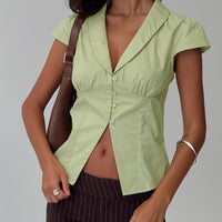 Crowd Control Collared Top Sage