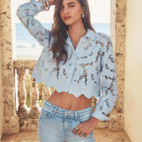 Seychelle Cropped Eyelet Blouse