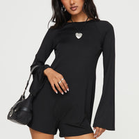 Fayette Long Sleeve Romper Black