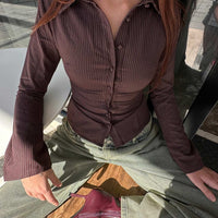 Anni Pinstripe Shirt Brown