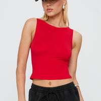 Bleeker High Neck Top Red