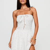 How To Love Tie Detail Romper White Floral