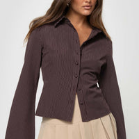 Anni Pinstripe Shirt Brown