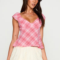 Jazz Club Top Pink Check