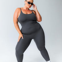 Go Getter Activewear Jumpsuit Grey Curve