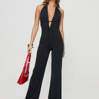 Rinaldi Plunge Neck Jumpsuit Black