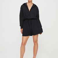 Enlighten Me Long Sleeve Romper Black