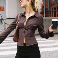 Anni Pinstripe Shirt Brown