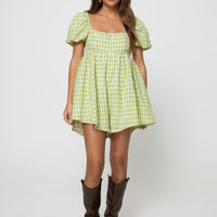 Lorna Check Romper Green