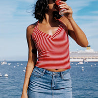 Chameleon Halter Top Red Stripe