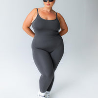 Go Getter Activewear Jumpsuit Grey Curve