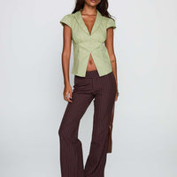 Crowd Control Collared Top Sage