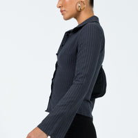 Anni Pinstripe Shirt Black