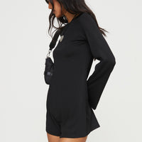Fayette Long Sleeve Romper Black