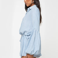 Megz Long Sleeve Romper Blue