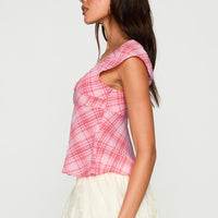 Jazz Club Top Pink Check