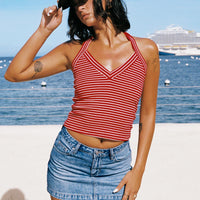 Chameleon Halter Top Red Stripe