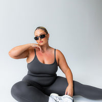 Go Getter Activewear Jumpsuit Grey Curve