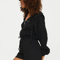 Jeanette Hooded Romper Black