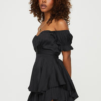 Poppins Off Shoulder Romper Black