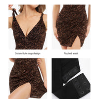 Shapewear Leopard Sculpting Side Slit Mini Dress