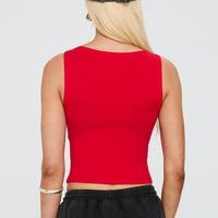 Bleeker High Neck Top Red