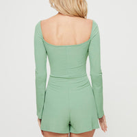 Victorine Long Sleeve Romper Sage