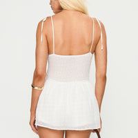 Guessing Game Ruched Romper White