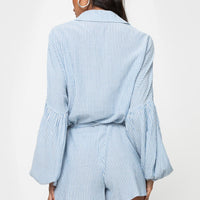 Megz Long Sleeve Romper Blue
