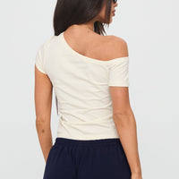 Cali Babe Cold Shoulder Top Ivory