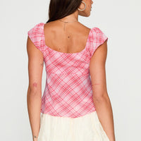 Jazz Club Top Pink Check