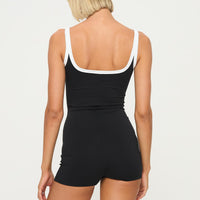 Side Stripe Romper Black / White Stripe