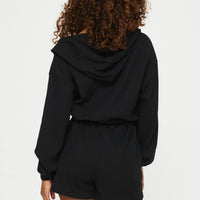 Jeanette Hooded Romper Black