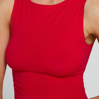 Bleeker High Neck Top Red