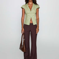 Crowd Control Collared Top Sage