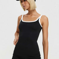 Side Stripe Romper Black / White Stripe