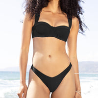 Sunshine Scoop Ultra Cheeky Bikini Bottom - Black Rib