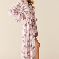 Kaia Cloud Jersey Kimono Robe in Tiger Lily