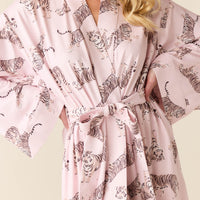 Kaia Cloud Jersey Kimono Robe in Tiger Lily