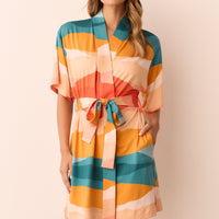Marisa Cloud Jersey Short Robe in Sunset