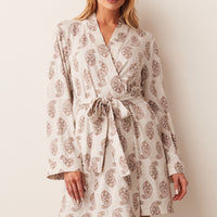 Meadow Cloud Jersey Classic Short Robe in Boheme