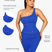 Shapewear One Shoulder Bodycon Mini Dress