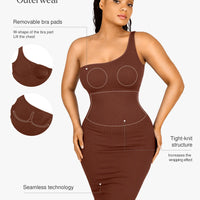 Shapewear One Shoulder Bodycon Mini Dress
