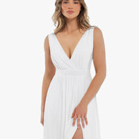 Shapewear Deep V-Neck Front Slit Goddess Maxi Dress