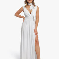 Shapewear Deep V-Neck Front Slit Goddess Maxi Dress