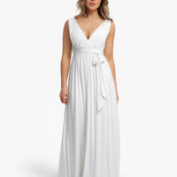 Shapewear Deep V-Neck Front Slit Goddess Maxi Dress