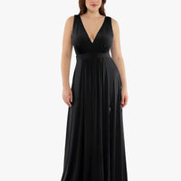 Shapewear Deep V-Neck Front Slit Goddess Maxi Dress