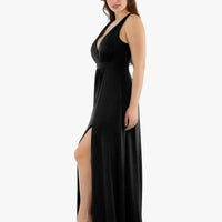 Shapewear Deep V-Neck Front Slit Goddess Maxi Dress