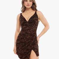 Shapewear Leopard Sculpting Side Slit Mini Dress